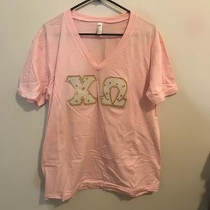 Chi Omega Stitched Letter Shirt